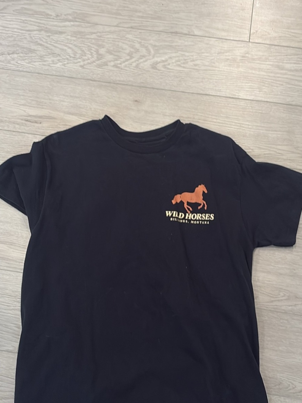 Wild Horses Kids' Black Graphic Tee with Orange Logo